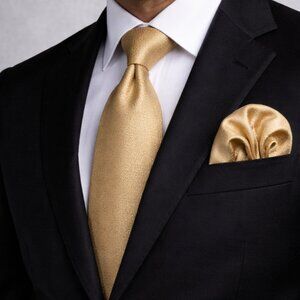 Antique Gold Necktie Set (with Hanky and Cufflinks)